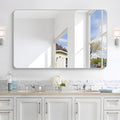 48x30 Inch Silver Bathroom Mirror, Metal Framed Silver Rectangle Mirrors by WelcometoCIVENO