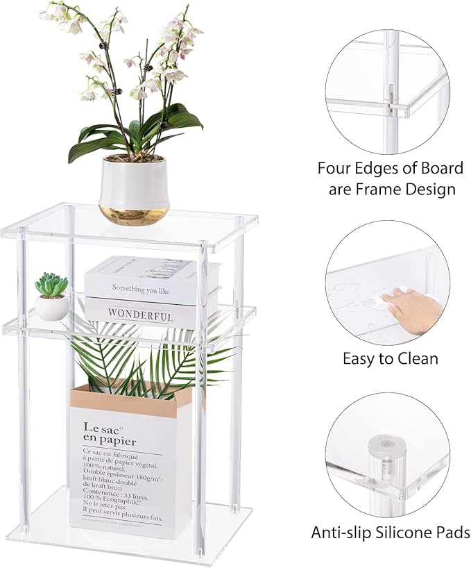 HMYHUM Clear Acrylic Side Table, 3-Tier End Table - Image 4