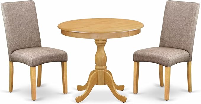 East West Furniture AMDR3-OAK-16 3 Piece Dining Room Table Set Contains a Round by EastWestFurniture