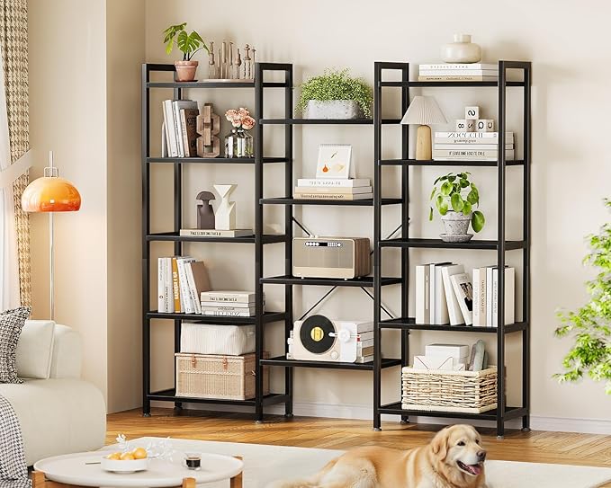 Casaottima Triple 5 Tier Bookshelf, Large Bookcase - Image 6