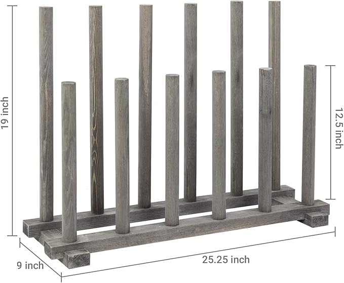 MyGift Vintage Weathered Gray Solid Wood Floor Standing Boot Holder Rack - Image 4