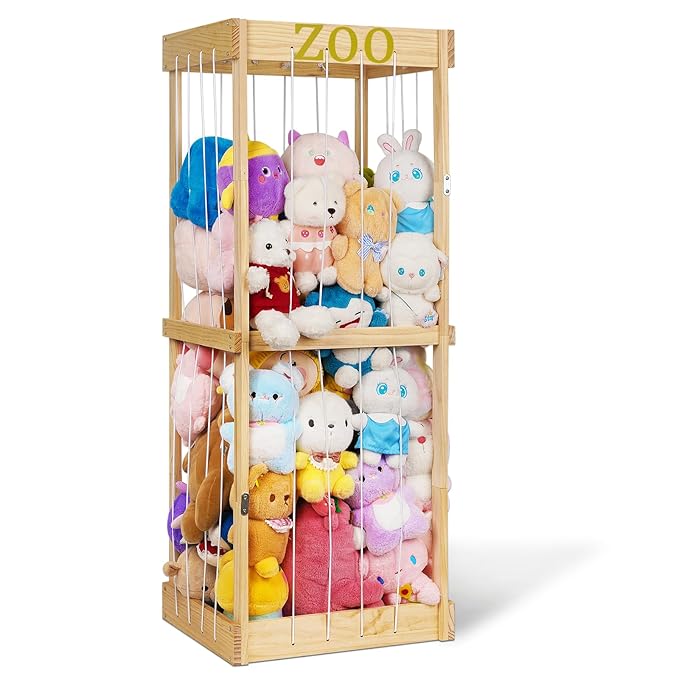 Trycooling Stuffed Animal Zoo Stuffed Animal Storage Wood Plushie Storage by Trycooling