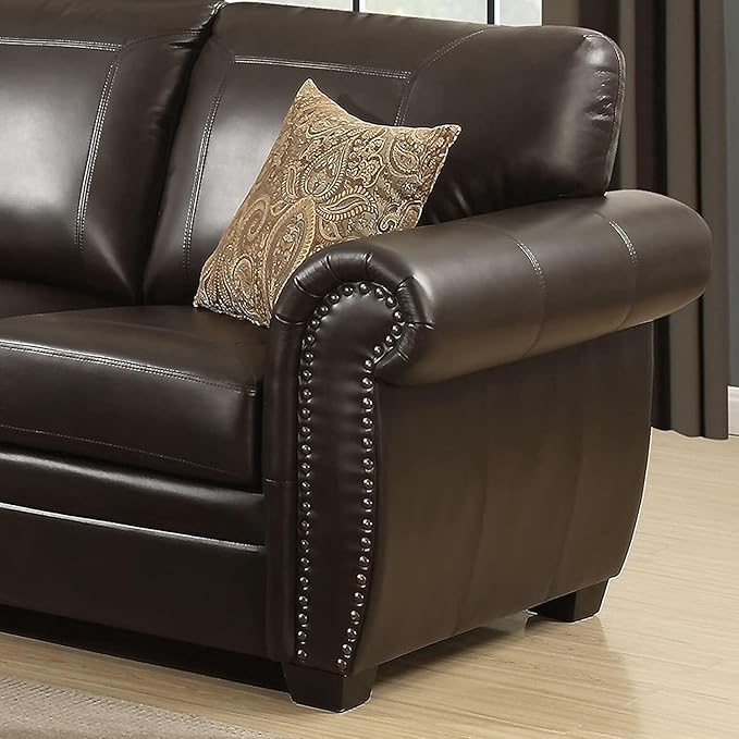 AC Pacific Louis Collection Traditional 3-Piece Upholstered Leather Living Room - Image 4