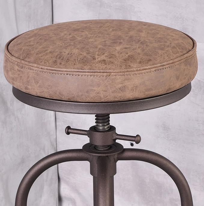 Diwhy Industrial Bar Stool-26-32 Inch Adjustable Swivel Metal PU Leather Seat - Image 5