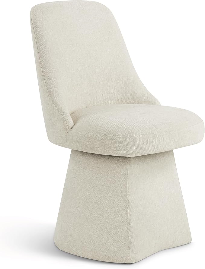 Swivel Dining Chair Mid Century Modern DeskChair High Back Upholstered Linen by Kislot