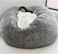 Giant Fur Bean Bag Chair Cover for Kids Adults, Living Room Furniture Big Round by LLPCKPB