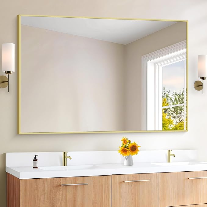 KOCUUY Large Gold Bathroom Mirror, 55x36 inch Rectangular Mirror - Image 3