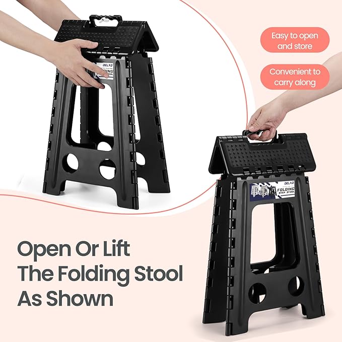 Delxo Folding Step Stool 17.5 Inch Non-Slip Foldable Stools Up to 300 LBS - Image 5