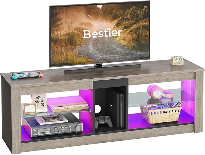 Bestier Entertainment Center LED Gaming TV Stand - Image 5