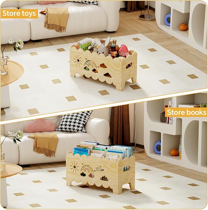 Wood Kids Bookshelf, Montessori Bookshelf, Suitable Kids Rooms, Nursery & - Image 3