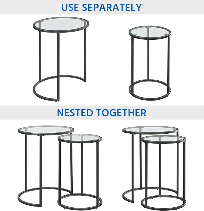 Yaheetech Round Nesting End Table Set of 2, Stacking Side Tables, Coffee Tables - Image 8