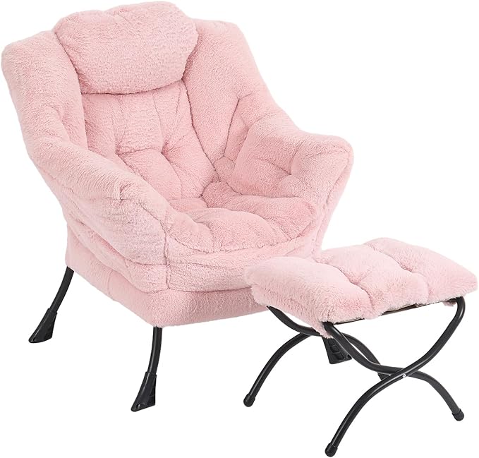 Lazy Chair with Ottoman, Modern Chair with Folding Footrest, Lounge Accent Chair - Image 8