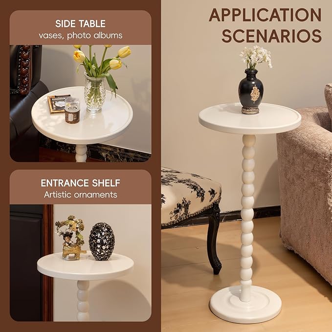 Small Accent Wood End Table, 12inch Round Bedside Table, Natural Side Table - Image 6