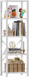Furologee White Bookshelf 5 Tier Bookcase, Tall Narrow Bookshelves, Modern by Furologee