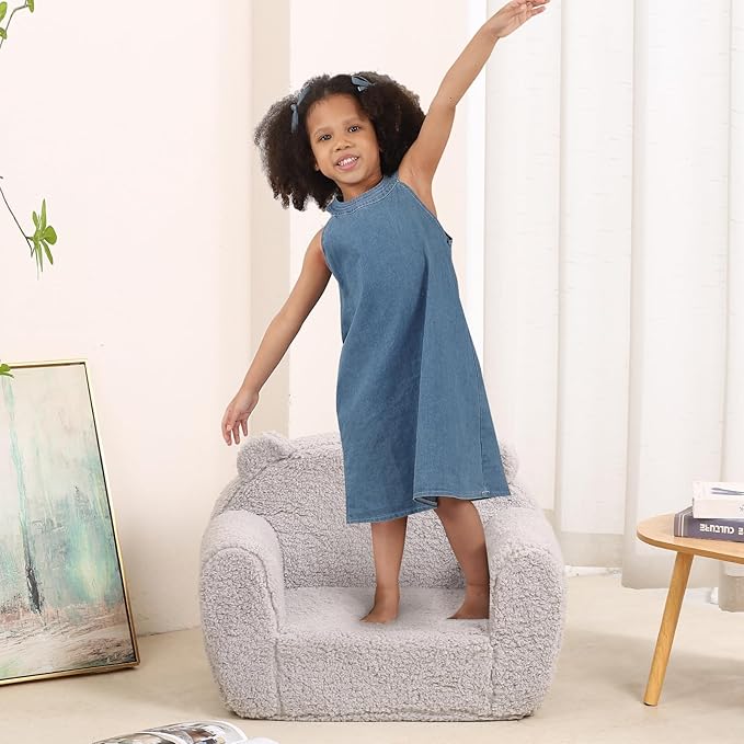 Kids Snuggly-Soft Sherpa Chair, Teddy Bear Cuddly Toddler Foam Chair - Image 7
