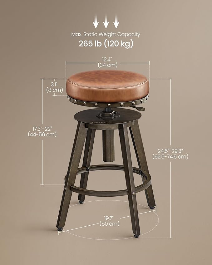 SONGMICS HOME Bar Stools, Steampunk Counter Stool - Image 3
