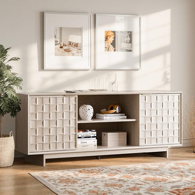 COLAMY TV Stand with Two Doors, Entertainment Center 59" with Adjustable - Image 8
