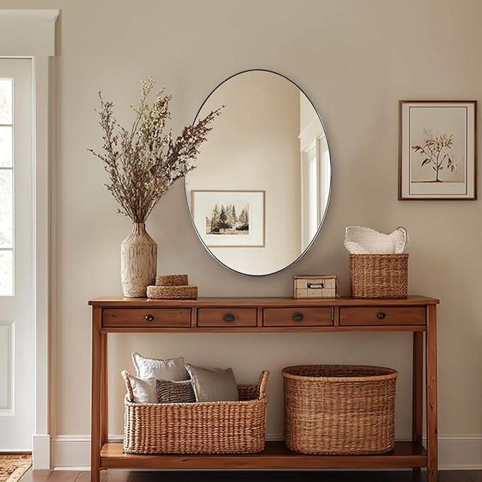 ANDY STAR Brushed Nickel Oval Wall Mirror, Modern Bathroom Mirror, Sturdy - Image 4