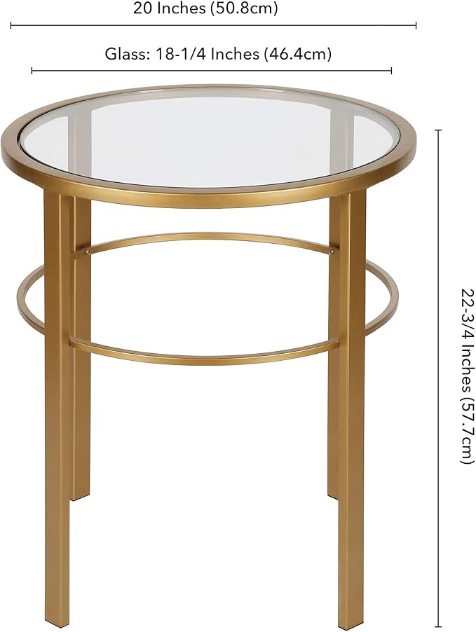 Henn&Hart 20" Wide Round Side Table in Brass, Table - Image 3