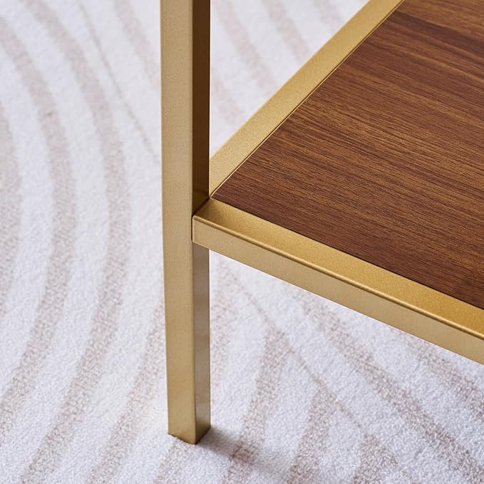 Glass Coffee Table for Living Room and Bedroom, 2-Tier Mid-Century Modern Table - Image 7