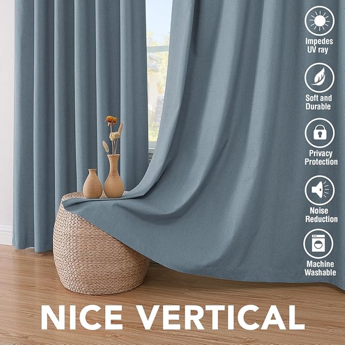 H.VERSAILTEX Linen Blackout Curtains 96 Inches Long 100% Blackout Thermal - Image 7