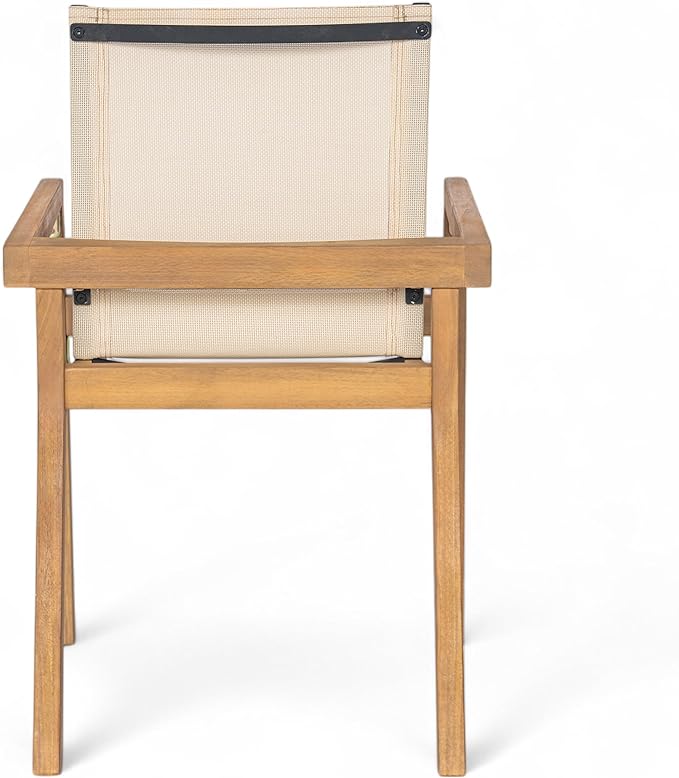 Merax Mesh Seating Solid Wood Dining Chairs Set of 2, French Country Style - Image 4