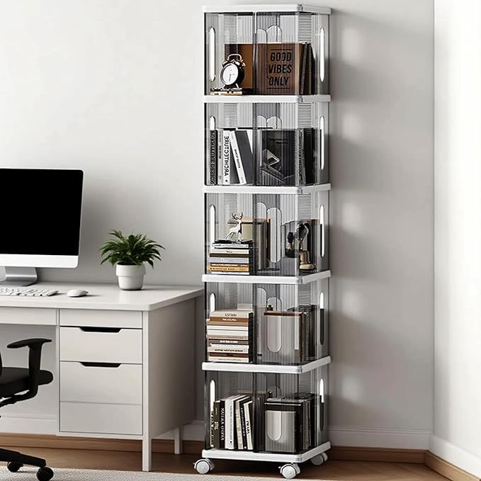 Rotating Bookshelf Tower, 360-Degree rotating bookshelves, Small Space Spinning - Image 6
