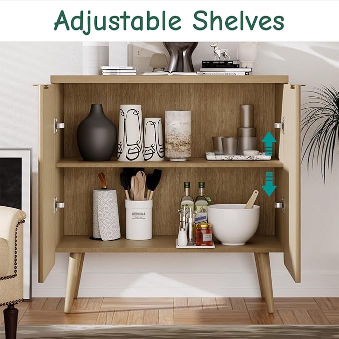 29.5" Sideboard Cabinet with Doors, Modern Buffet Cabinet with Adjustable Shelf - Image 3