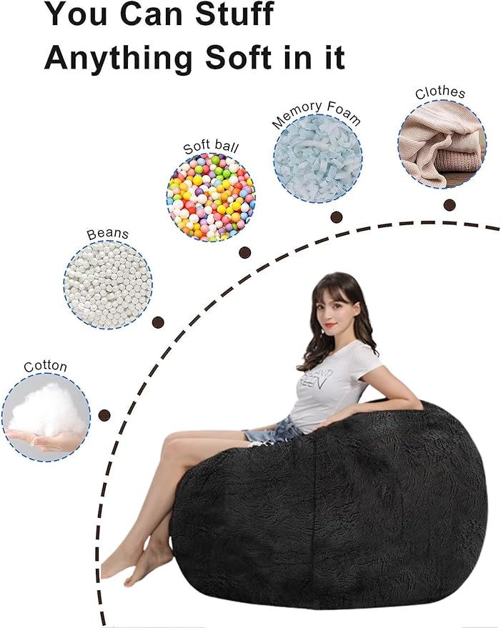 Bean Bag Chair for Adults Kids Without Filling Comfy Oversized Round Lazy Sofa - Image 6