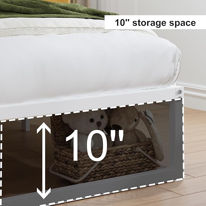 EMODA 12 Inch California King Bed Frame, Metal Platform White Bed Frame No Box - Image 5