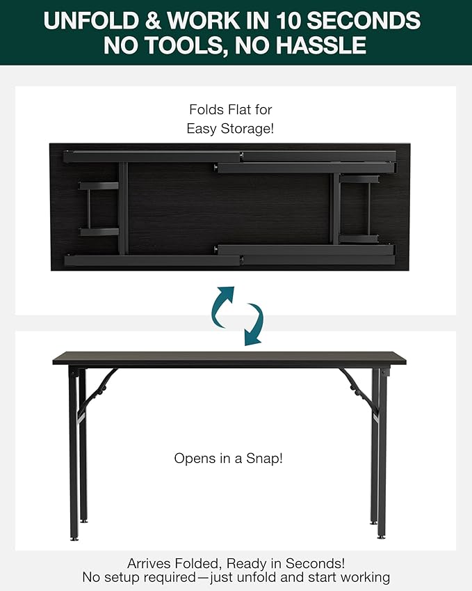 Frylr Small Folding Computer Desk – Portable 55.1 Inch Foldable Laptop Table - Image 3