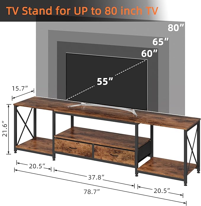 TV Stand with Fabric Drawers for 80 85 Inches TV - Image 4