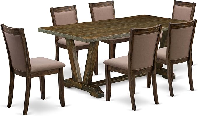 East West Furniture V777MZ748-7 7 Piece Modern Dining Table Set Consist of a by EastWestFurniture