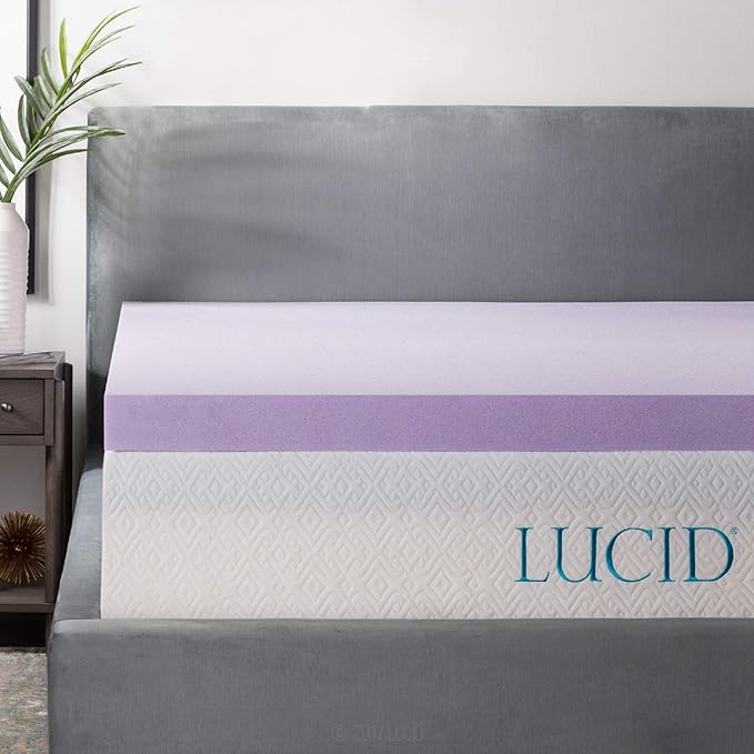 Lucid 3 Inch Lavender Infused Memory Foam Mattress Topper by Lucid