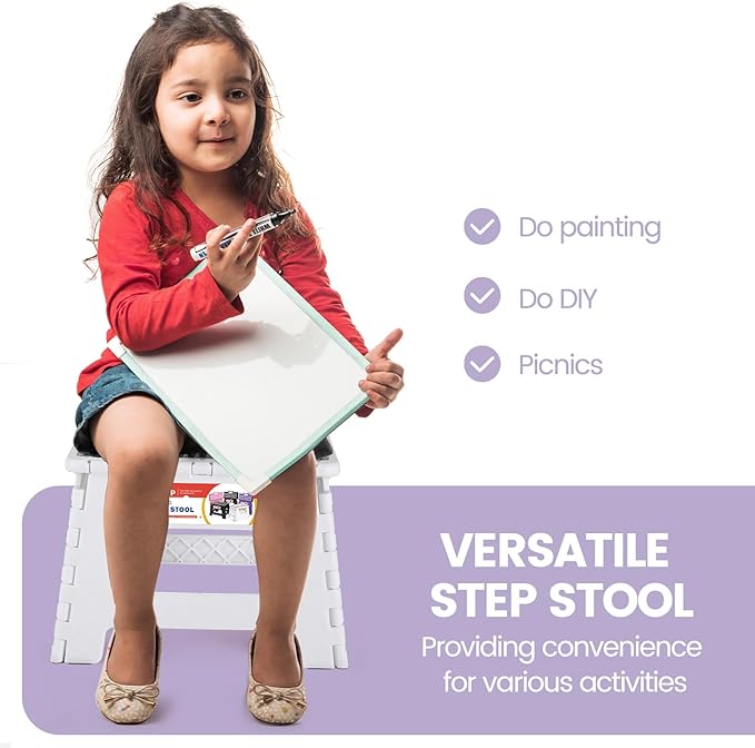 ACSTEP 9 Inch Folding Step Stool 300 LB Capacity Non Slip Foot Stool - Image 7