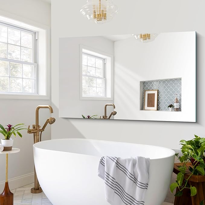 Frameless Mirror, 60x36 Large Bathroom Mirrors - Image 6