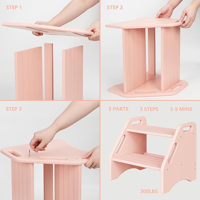 AMBIRD Wooden Step Stool, Two Step Stools Toddler 300 lbs Capacity - Image 7