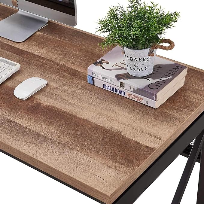 BON AUGURE Computer Desk for Home Office, Sturdy Office Desk, Wide Wood Metal - Image 3