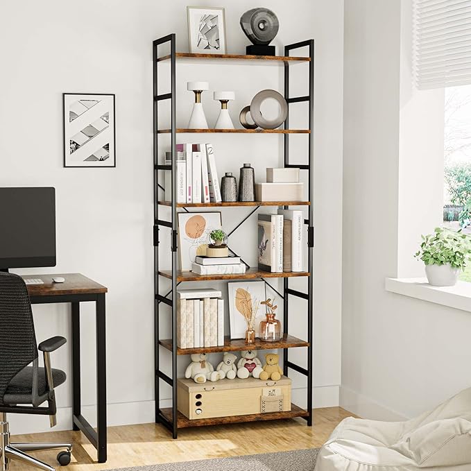 OTK 6 Tier Adjustable Bookshelf, Tall Bookcase, Office Shelf Storage Organizer - Image 4