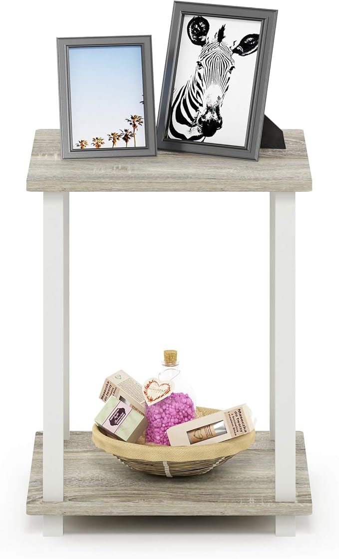 Furinno Simplistic Set of 2 End Table, Sonoma Oak/White - Image 6