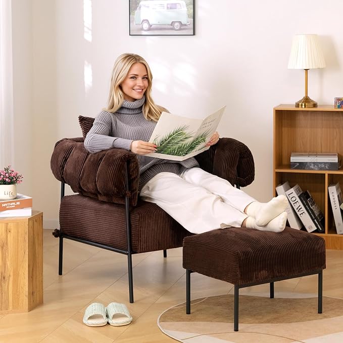 HollyHOME Modern Velvet Accent Chair - Image 2