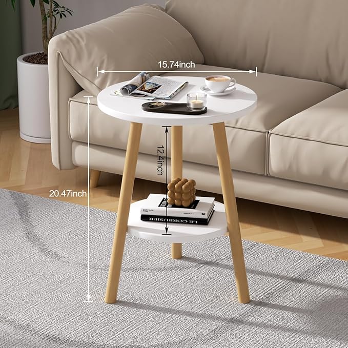 OERGKE Round End Table, Small Side Tables - Image 3