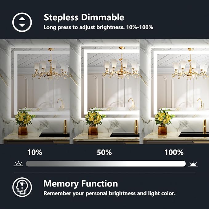 48x30 Inch LED Bathroom Mirror - Image 3