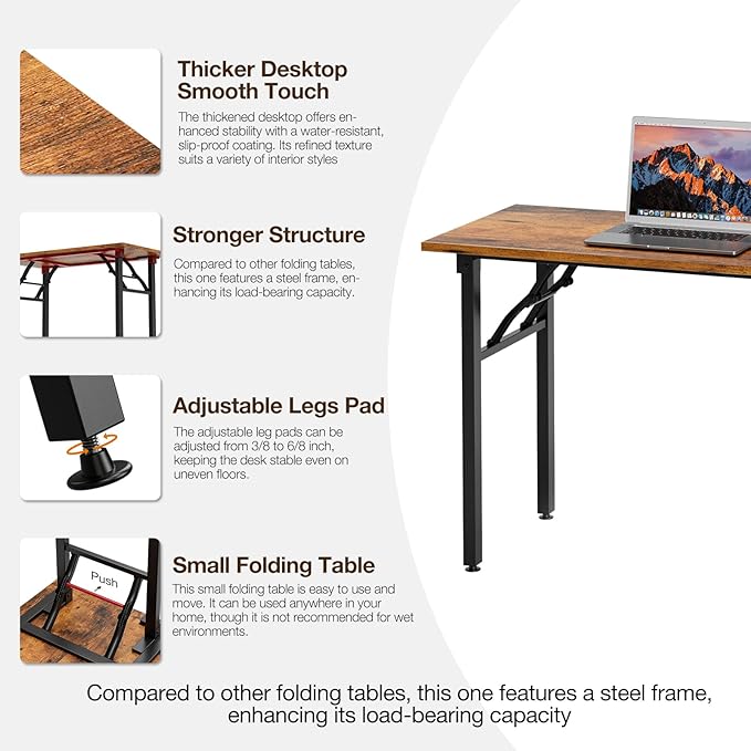 TEMI Long Computer Desk Folding Table - Image 7