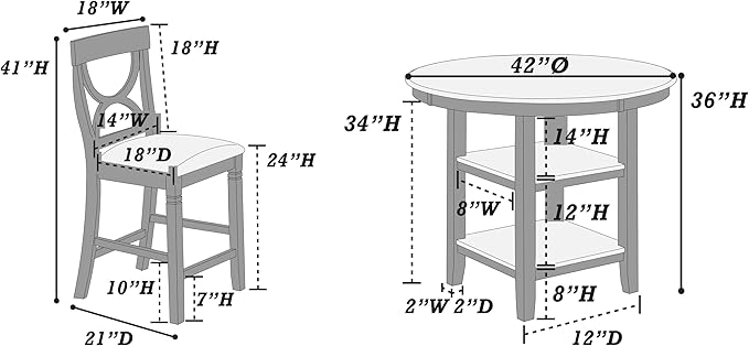 Poundex 5 Piece Counter Height Dining Set in White and Gray - Image 11