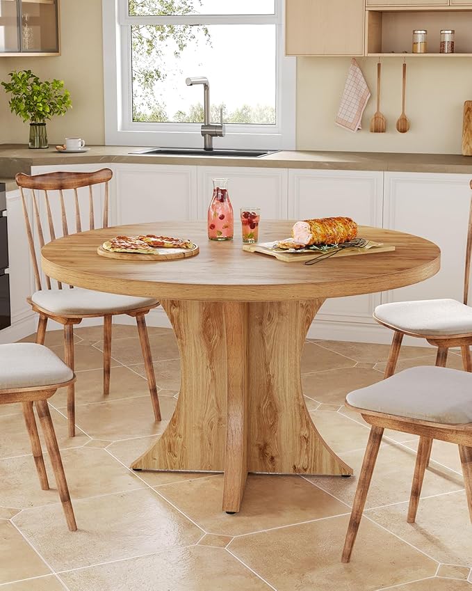 LITTLE TREE Round Dining Table for 4-6, 47.24 Inches Kitchen Table - Image 2