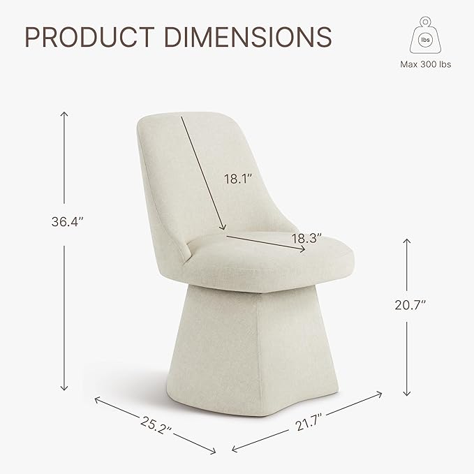 Swivel Dining Chair Mid Century Modern DeskChair High Back Upholstered Linen - Image 3