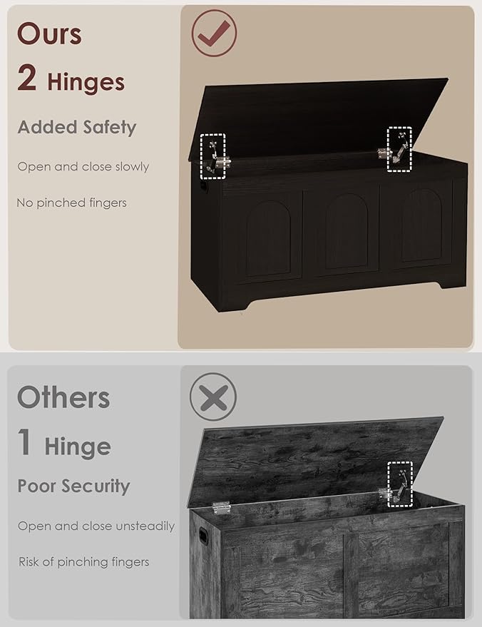 DINZI LVJ Storage Chest, 39.4” Wooden Toy Box - Image 5