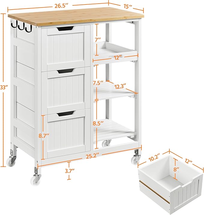 Yaheetech Kitchen Island Cart on Wheels - Image 2