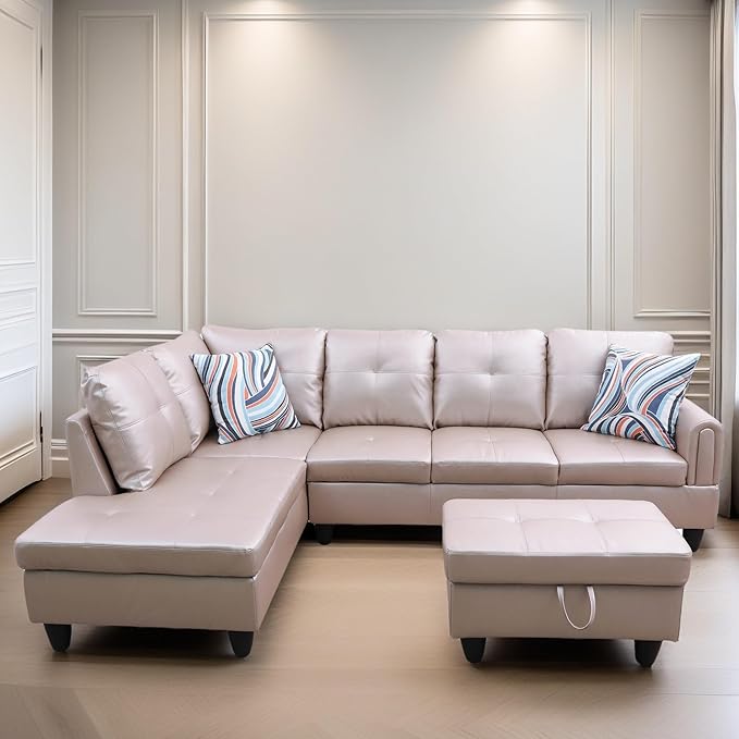 L Shaped Sectional Couches, Leather Couch Modular Sectional Sofa - Image 6